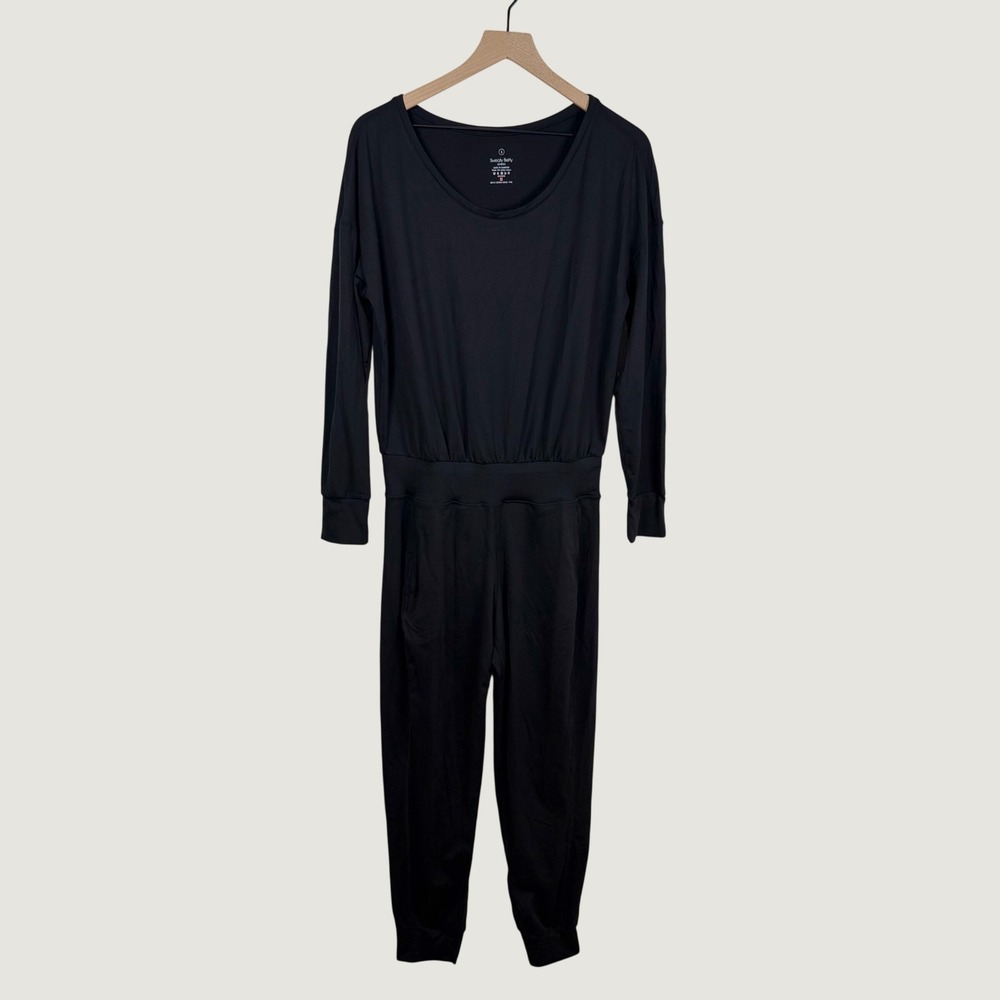 Sweaty Betty Small Gary Long Sleeve Jumpsuit Black SB5909B Yoga Lounge Wear